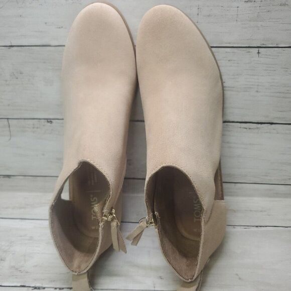 Toms Shoes - Tom's Lea Sand Suede Block Heel Ankle Boots Bootie US 10W NWT